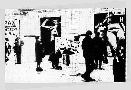 Conceptual Outdoors exhibition Subway station Stockhom. From the TV experiment 1965. SRTV. Canvas, Silkscreen, Silver and White. 70x100 cm.1965.
